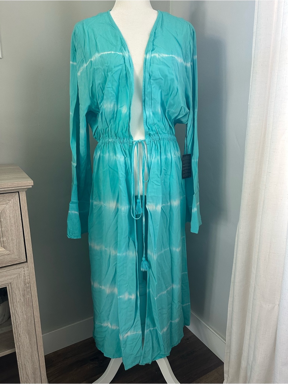NWT Forever 21 Kimono, Tie-Dye, Blue, White, Plus Size, Lightweight, Cover Up 3X
